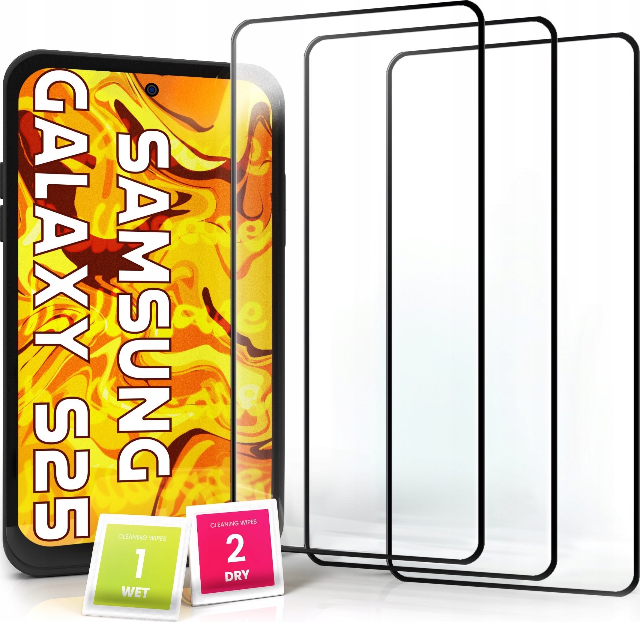 3-PAK Szkło Hartowane do Samsung Galaxy S25 Ochronne Pełne Cały ekran 5D 9H