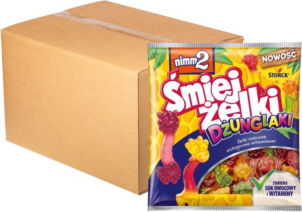 nimm2 Śmiejżelki Dżunglaki Żelki owocowe wzbogacone witaminami 90 g x 24 sztuk