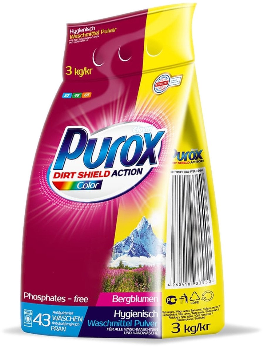 Proszek do prania PUROX Color do koloru 43 prania 3kg