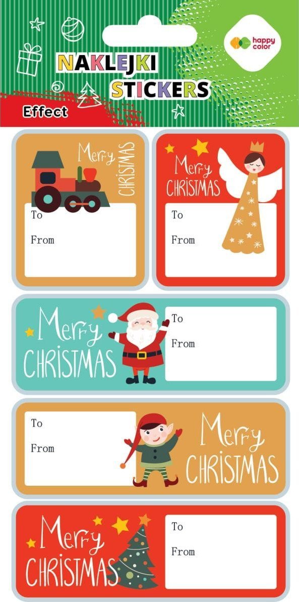 Naklejki EFFECT-Merry Xmas Tag, 10x20cm, Happy Color