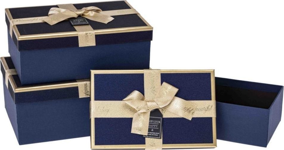 Rozette Pudełko prezentowe z kokardą 3szt niebiesk