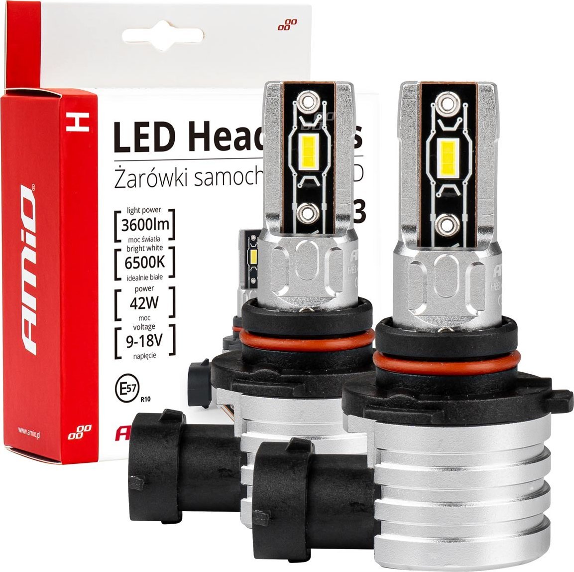AMiO Żarówki samochodowe led seria h-mini hb3 9005/hir1 9011/h10 6500k canbus amio-03334