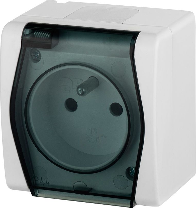 Elektro-Plast Hermes2 Gniazdo hermetyczne pojedyncze z/u z klapką dymną 16A IP44 białe (1021-01)