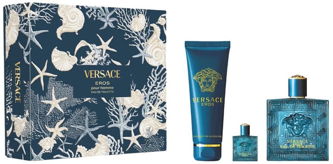 Versace Zestaw Eros woda toaletowa 100ml + woda toaletowa 10ml + żel pod prysznic 150ml