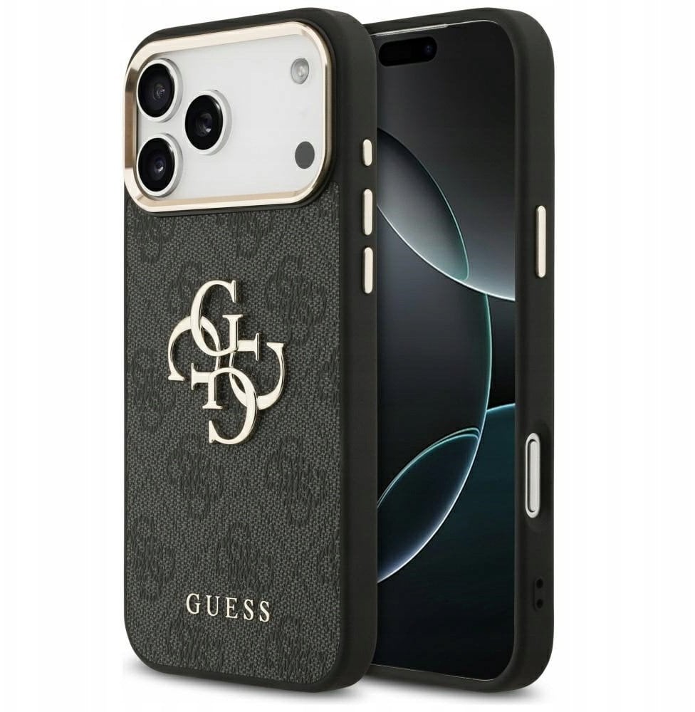 Guess Etui 4G Big 4G Classic Logo do iPhone 17 Pro Max czarny złoty