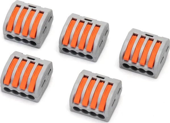 Aigostar Listwy zaciskowe PCT-214 5 szt., szaro-pomarańczowe Listwy zaciskowe PCT-214 5 szt., szaro-pomarańczowe