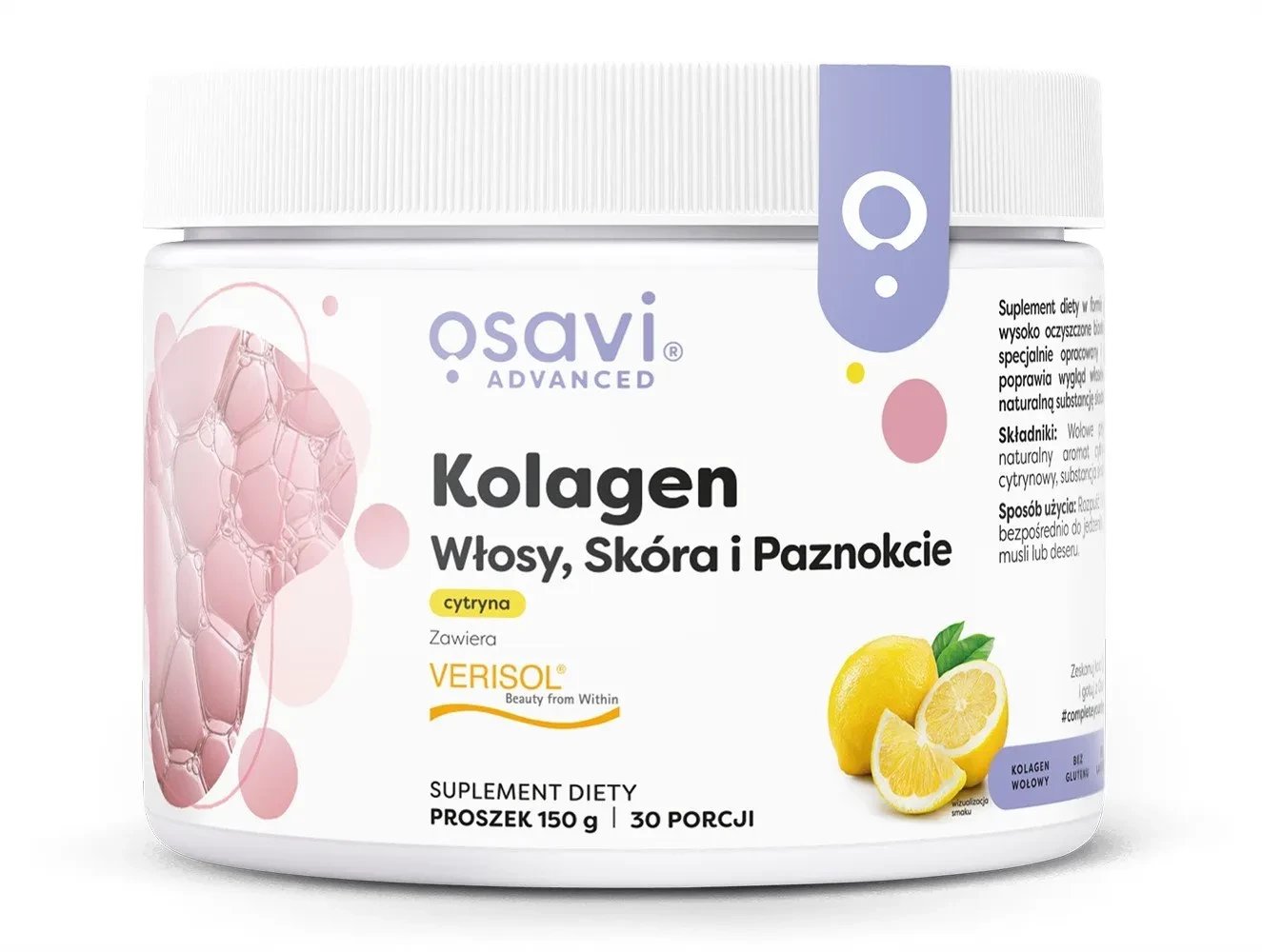 Osavi - Kolagen Włosy, Skóra i Paznokcie, Cytryna, Proszek, 150g