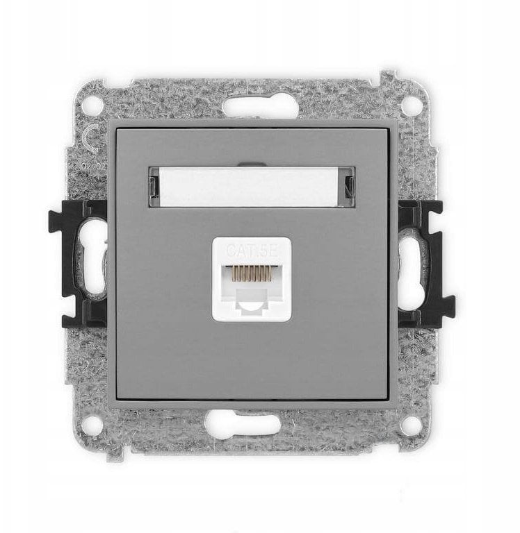 ICON Mechanizm gniazda komputerowego pojedynczego 1xRJ45, kat. 5e, 8-stykowy szary mat 27IGK-1
