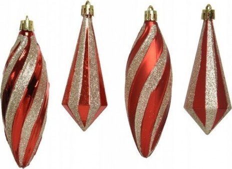 Kaemingk Bombka choinkowa biało-czerwona 13,5 cm