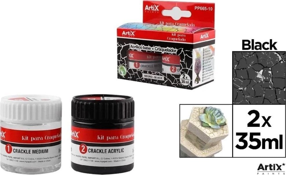 Farba akrylowa czarna + środek do spękań 2x35ml