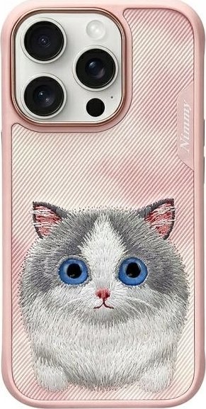 Nimmy iPhone 16 Pro 6.3 Case Pink Big Eyed Pet 2.0 Cat