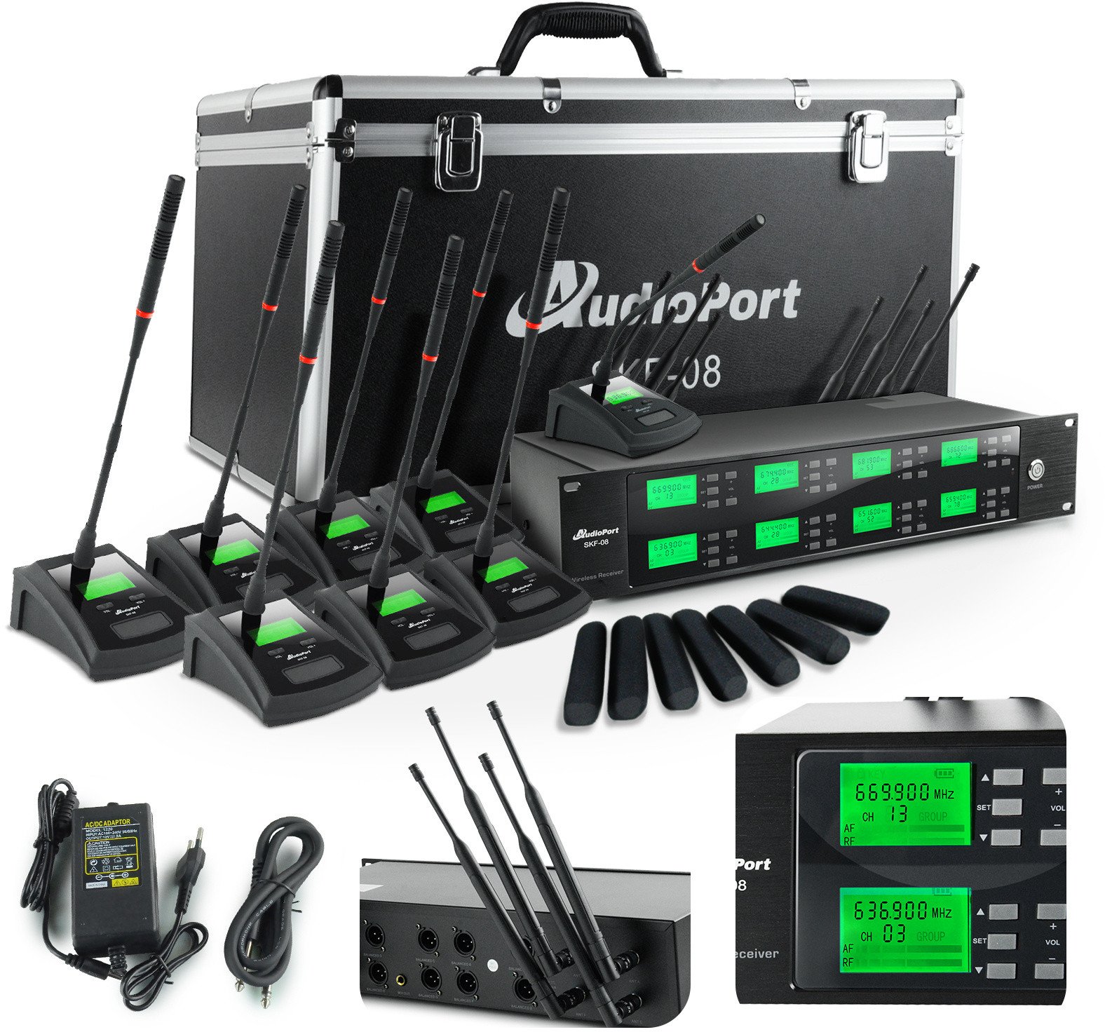 Zestaw mikrofonów konferencyjnych UHF Audioport SKF-08 one size