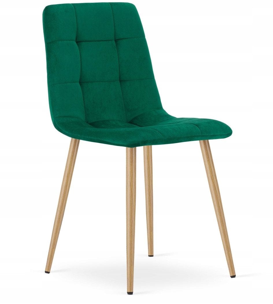Krzesło KARA - ciemna zieleń aksamit / nogi kolor drewna x 1