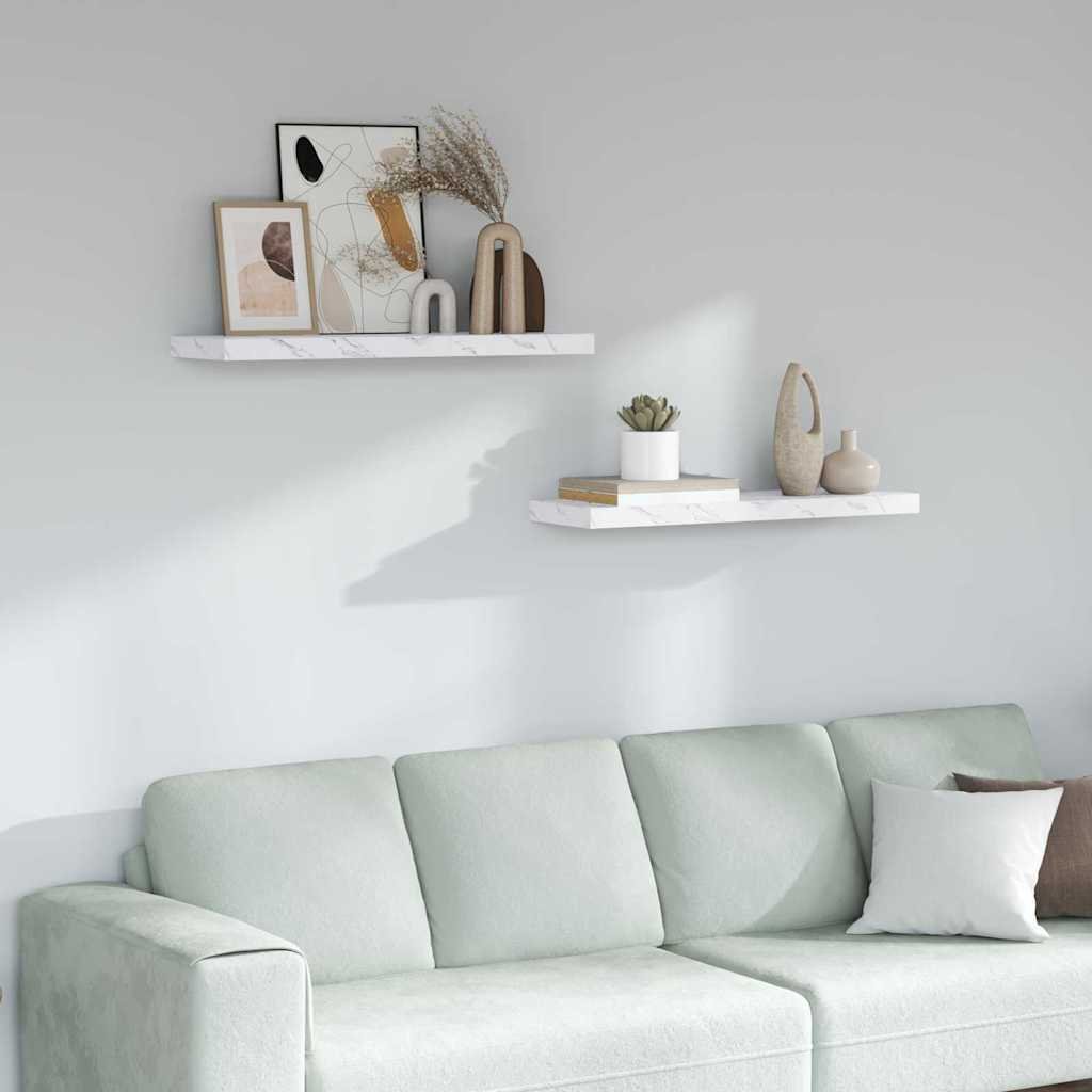 vidaXL Półki ścienne 2 pcs Biały marmur 80 x 23,5 x 4 cm