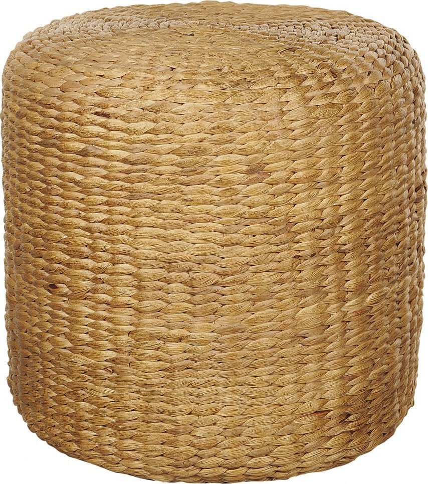 Beliani Puf pleciony z hiacyntu wodnego 40 cm jasny BICHIR II