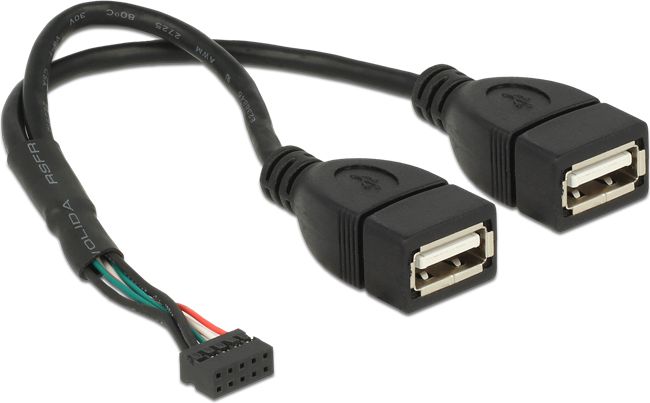Delock USB 9 pin - USB 9 pin, 0.2m, Czarny (84933)