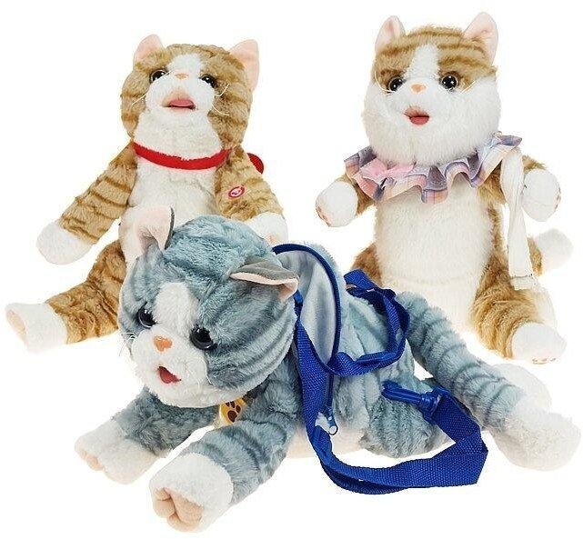 Plecak pluszowy Kot 38x18x13cm MIX