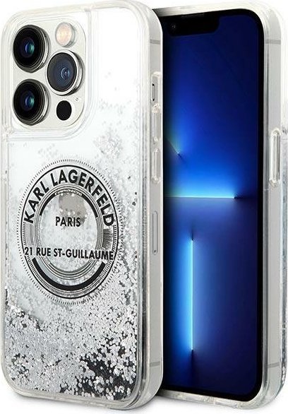 Karl Lagerfeld Etui Karl Lagerfeld KLHCP14LLCRSGRS Apple iPhone 14 Pro srebrny/silver hardcase Liquid Glitter RSG