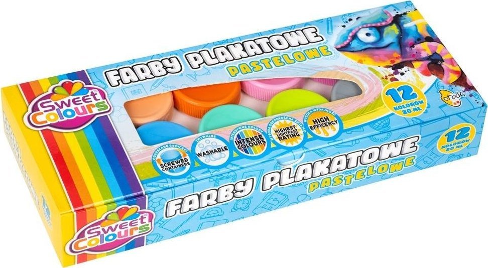 Astra Farby plakatowe pastelowe 12 kolorów 20ml