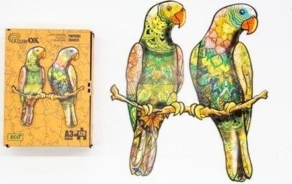 PuzzleOK Puzzle drewniane eko 120 Papużki faliste A3