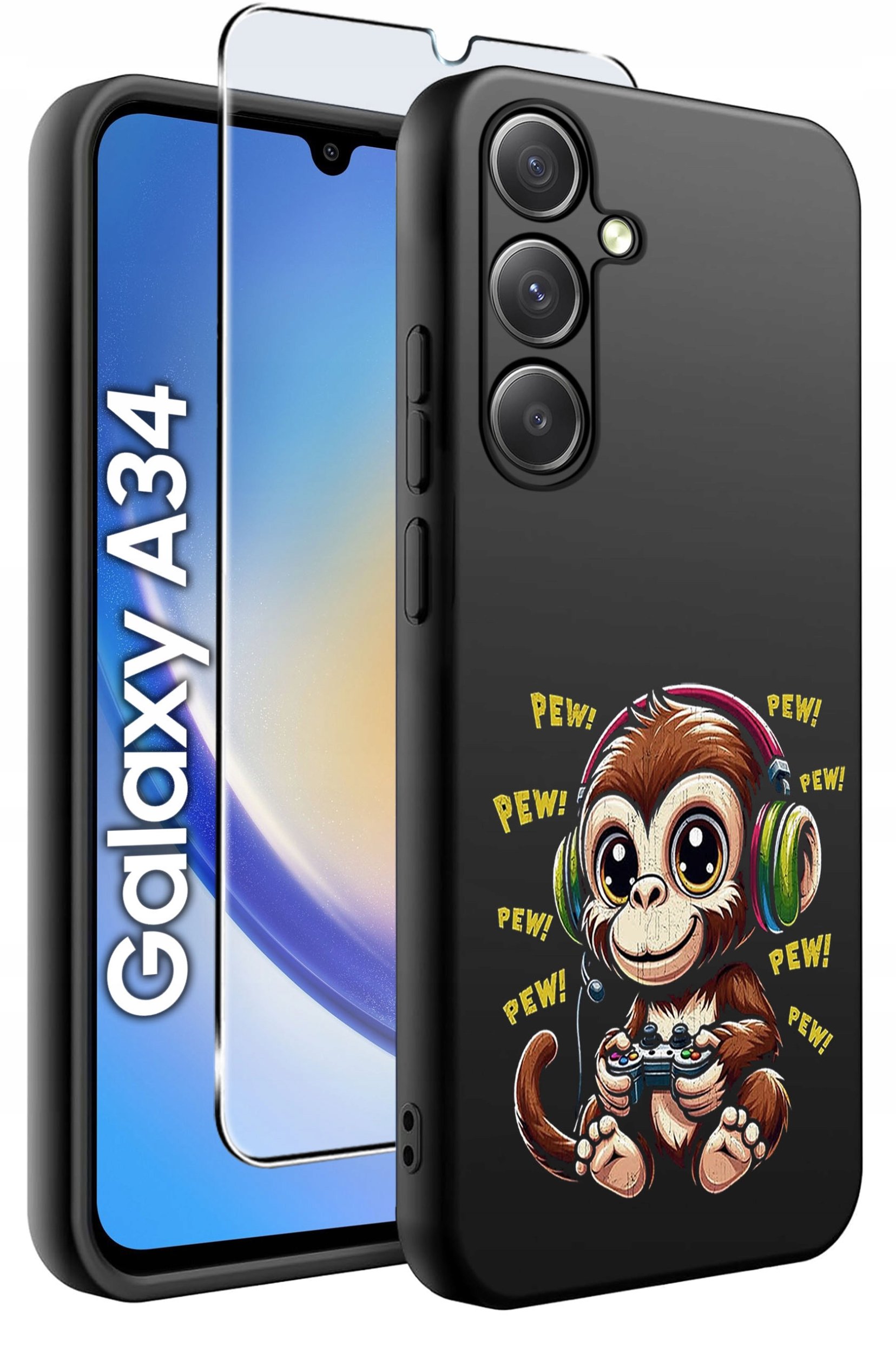 ETUI do Samsung A34 5G WZORY | SILIKONOWE MATT CASE + SZKŁO 9H