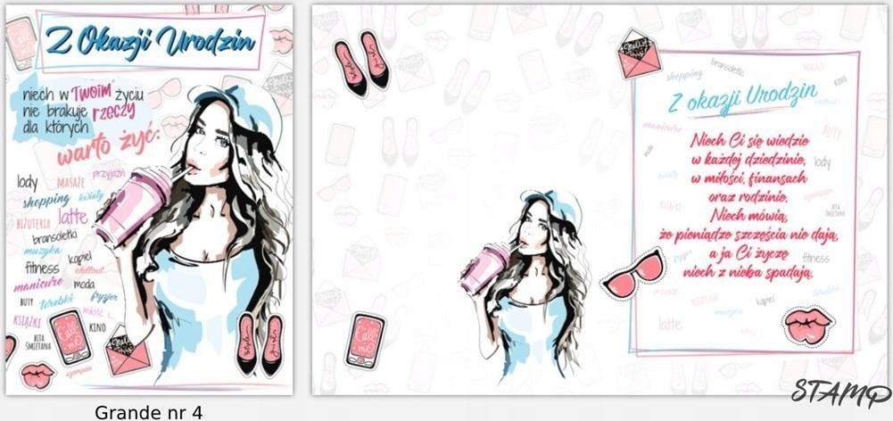 Stamp Karnet Grande + koperta wzór nr 04 Urodziny