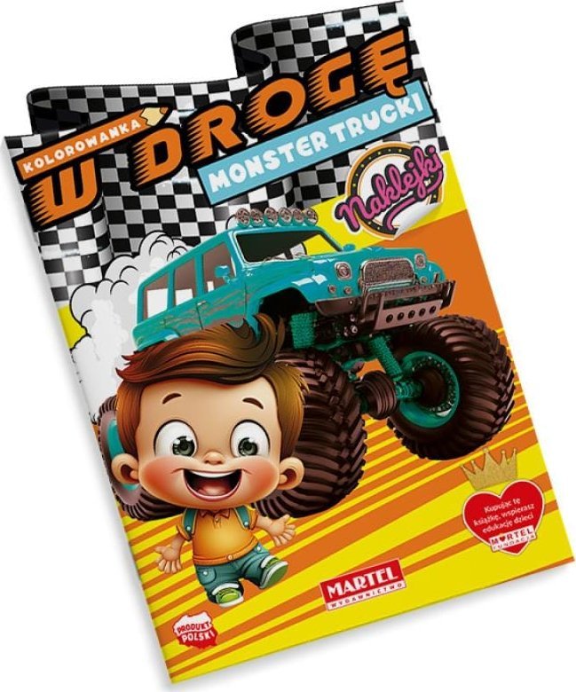 Martel NOWOŚĆ! Kolorowanka W drogę. Monster Trucki z naklejkami