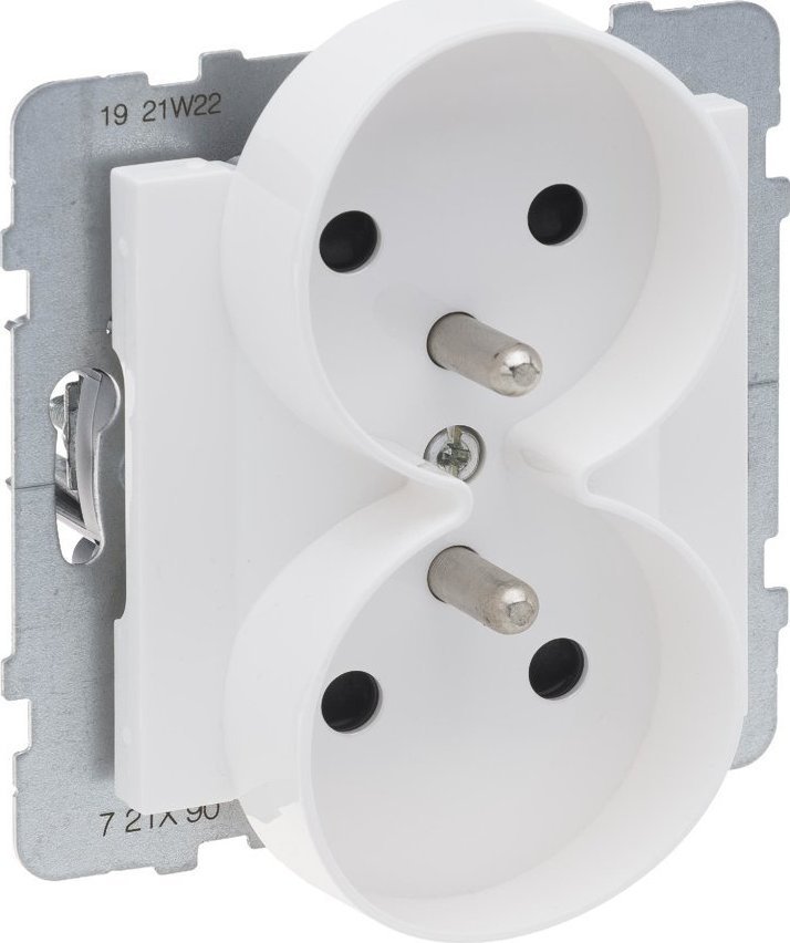 Legrand SUNO Gniazdo podwójne 2x2P+Z aluminium 16A 250V zaciski automatyczne z przesłoną 721190