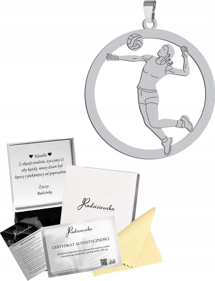 Radziszewska Jewellery Srebrna Zawieszka Siatkarka Siatkówka SREBRO 925 Prezent GRAWER DEDYKACJA