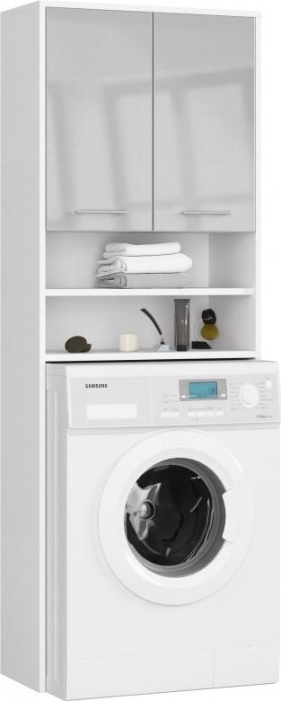 Fabryka Mebli Akord SŁUPEK REGAŁ ŁAZIENKOWY FIN NAD PRALKĘ BIAŁY / METALIK POŁYSK