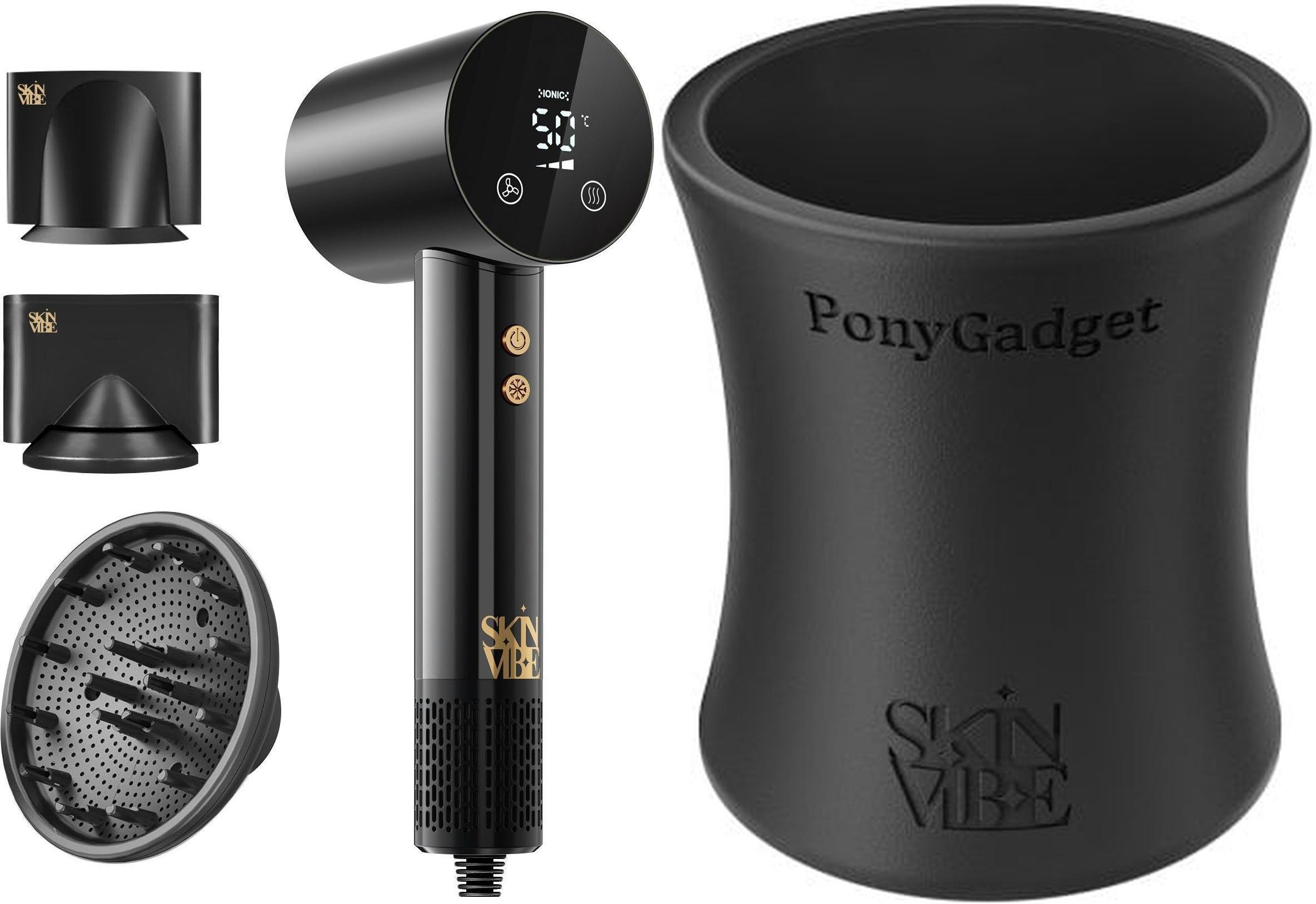 Suszarka SkinVibe SkinVibe Libra AirLoom (SV-002BK) + SkinVibe PonyGadget - Guma do włosów, czarna, XL (SV-006BK)