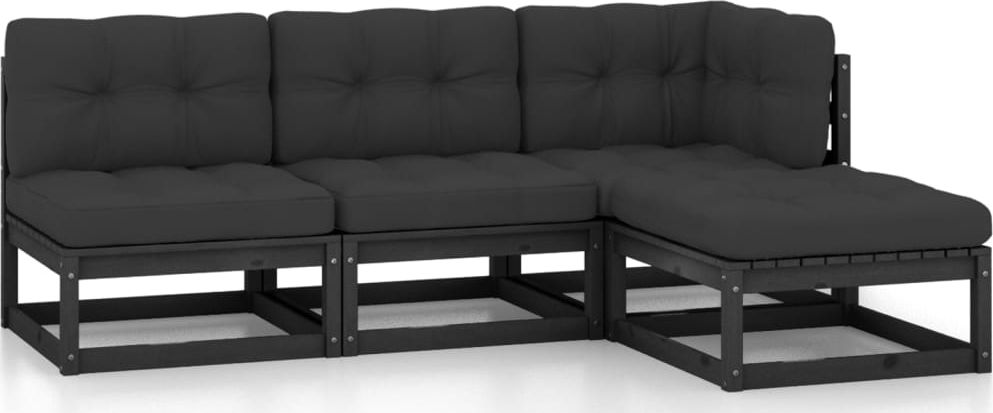 vidaXL 4-cz. zestaw wypoczynkowy do ogrodu, z poduszkami, lita sosna