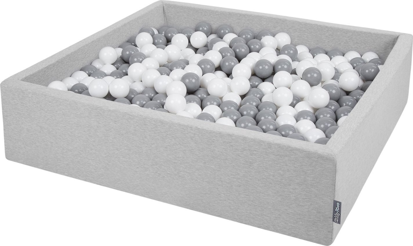 KiddyMoon KiddyMoon Suchy basen kwadratowy z piłeczkami 7cm 120x30 jasnoszary: biały-szary 120x30/200piłek Zabawka basen piankowy