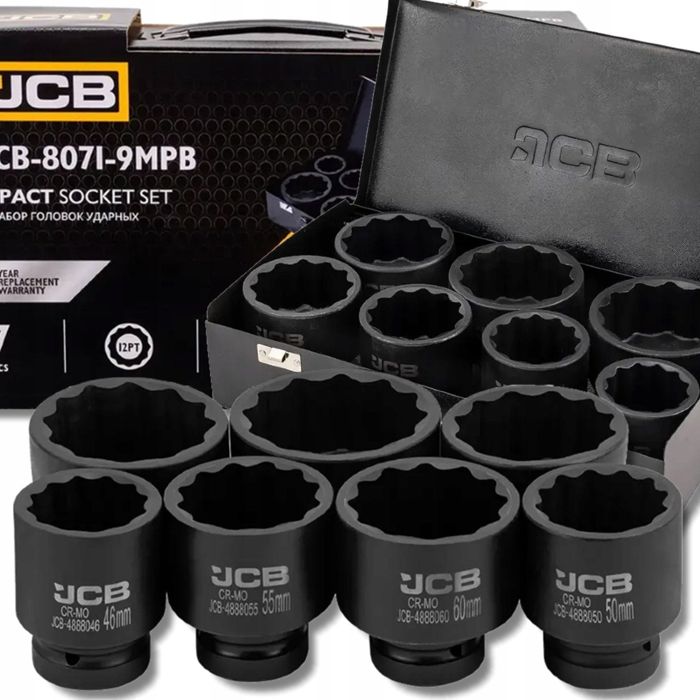 Zestaw nasadek udarowych 1" 7el. (12-kątnych) (46-75mm)