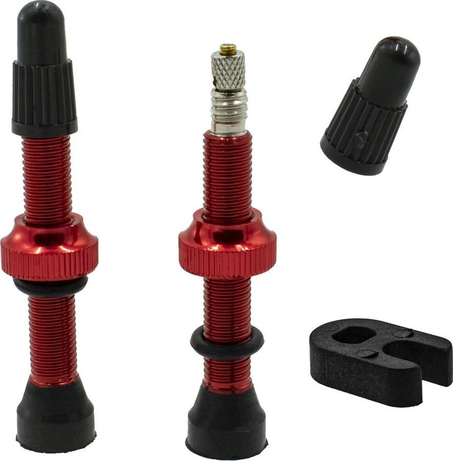 Zawory Presta do systemu bezdętkowego, 40 mm, czerwone, 2 szt. kluczyk