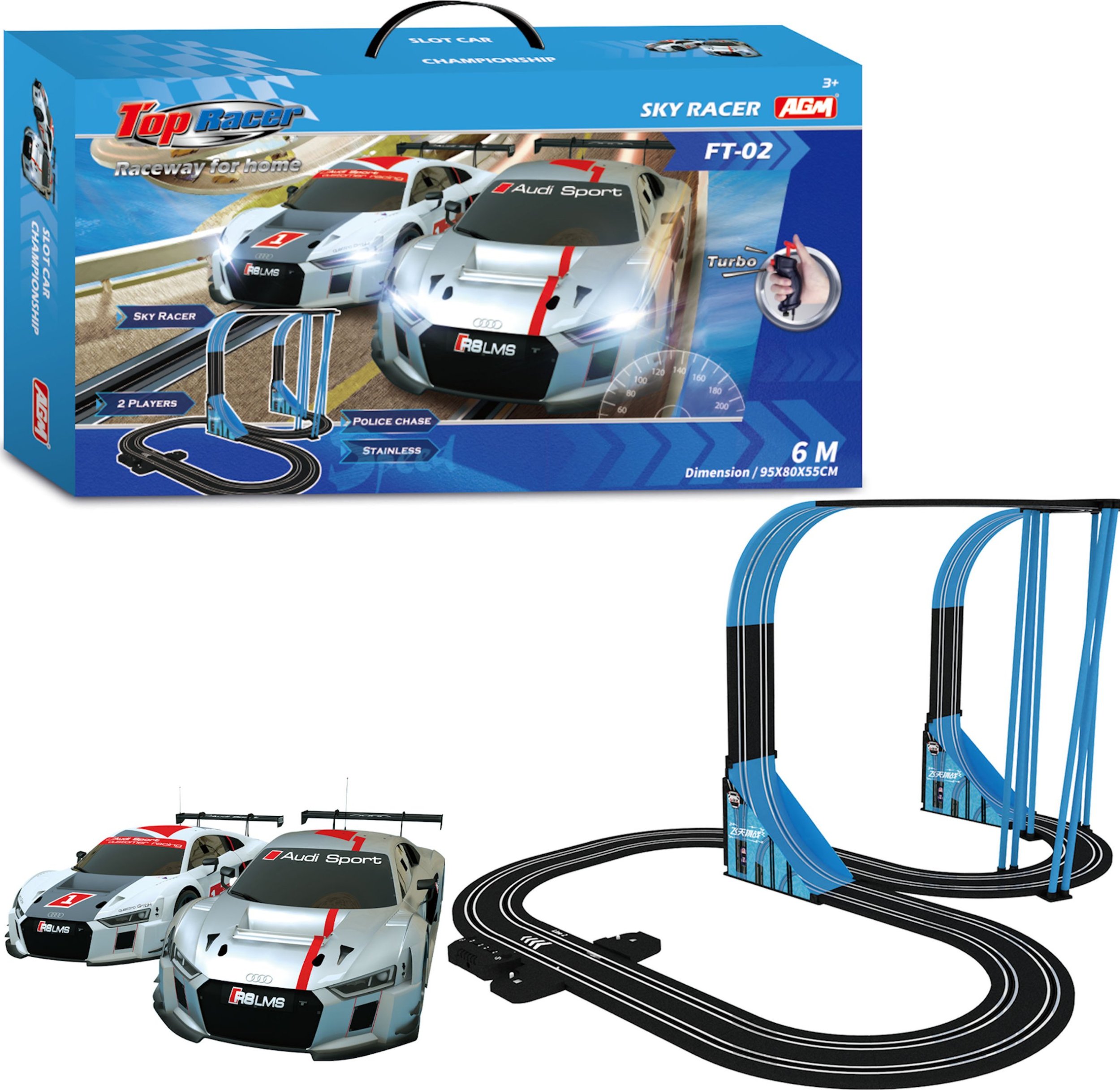 Coil Coil tor wyścigowy samochodowy zestaw autek tory wyścigowe zjeżdżalnia audi 6m skala 1:64