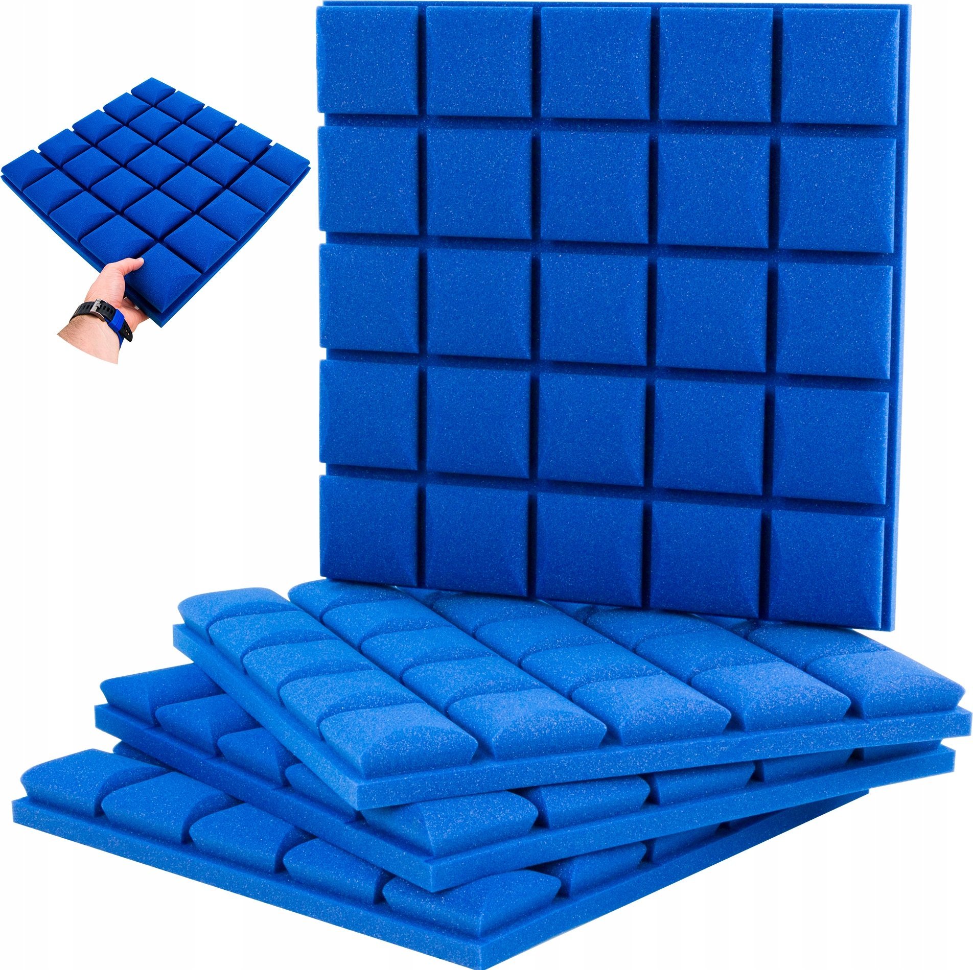 Pianka akustyczna wygłuszająca panele akustyczne KOSTKA wypukła niebieska 4 szt