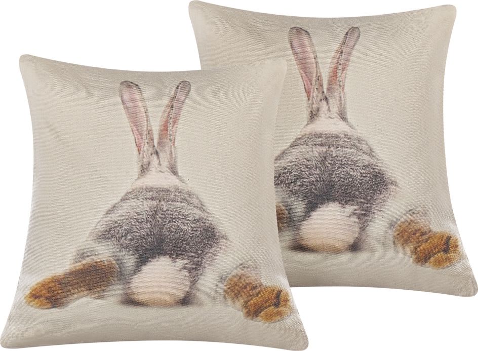 Beliani Zestaw 2 poduszek dekoracyjnych 45 x 45 cm beżowoszary BUXUS