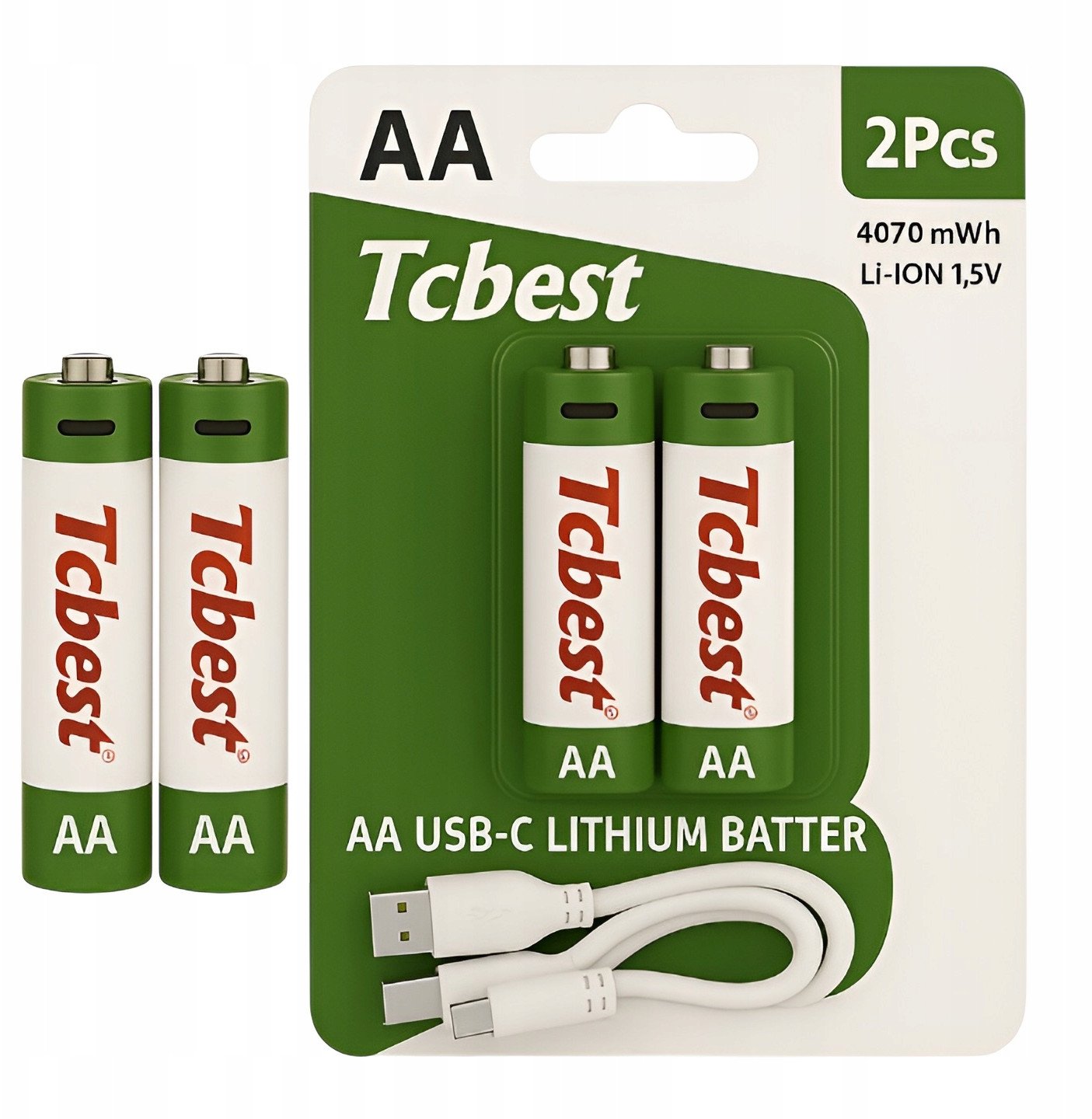 Hello Case Baterie Do Ładowania USB-C Akumulatorki AA Litowo Jonowy 2x Bateria Kabel