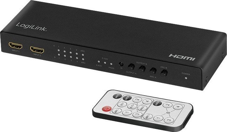Przełącznik LogiLink LogiLink Switch HDMI-Matrix 4x2-Port, 4K/60Hz,Scaler,HDR,ARC