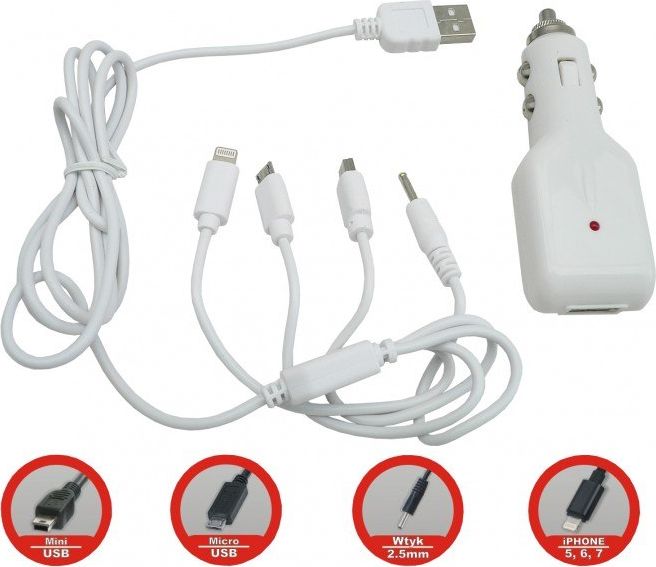 Ładowarka Carcommerce Ładowarka samochodowa wielofunkcyjna 5 w 1 (12/24V) 2,1A