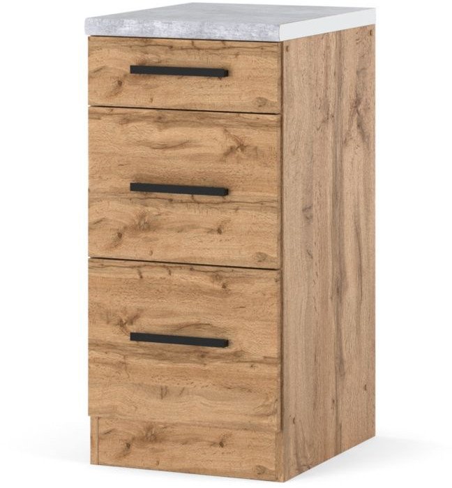 Szafka Kuchenna Stojąca Z Blatem 3 Szuflady Blande 40cm Dąb Wotan