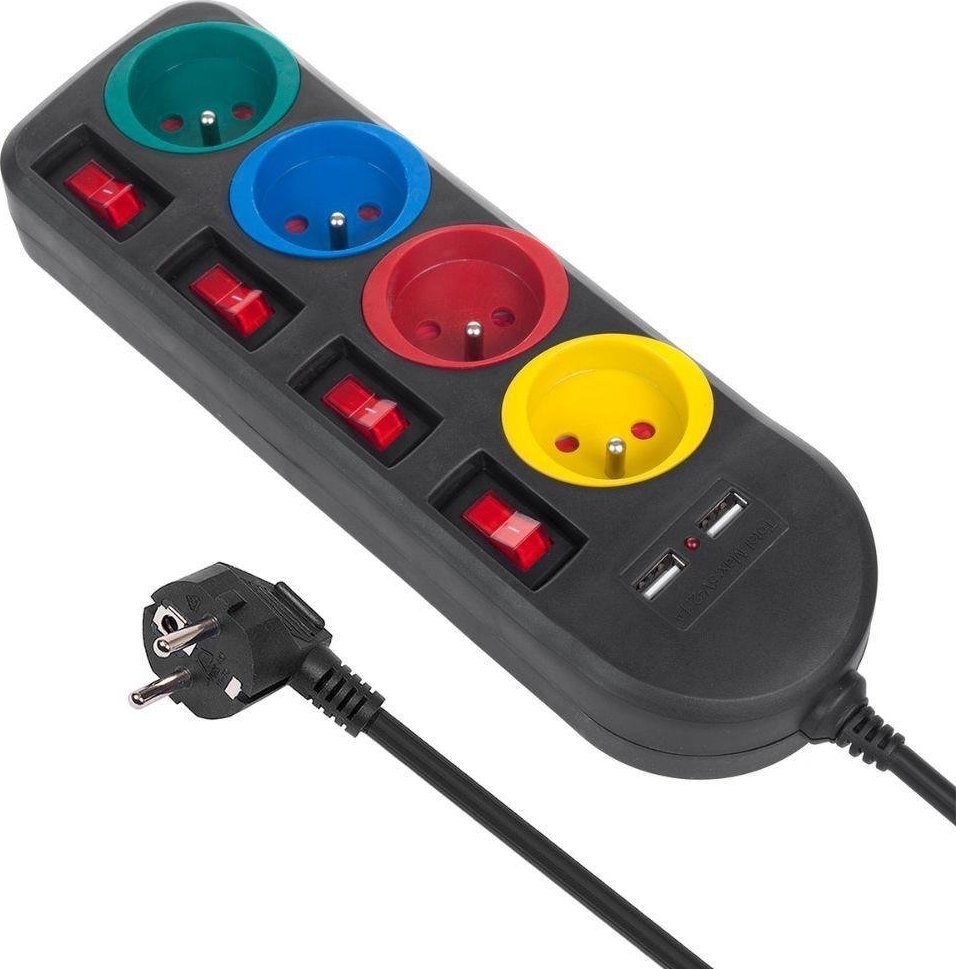 Listwa zasilająca Maclean 4 gniazda 1.5 m czarna (MCE229 B)