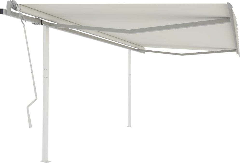 vidaXL Ręcznie zwijana markiza z słupkami, 4x3,5 m, kremowa