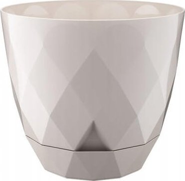 Osłonka beżowa plastikowa 19,5x22cm doniczka z podstawką uniwersalna