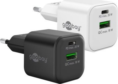 Ładowarka Goobay Podwójna szybka ładowarka USB-C PD GaN (20 W) biały - Wersja kolorystyczna biały