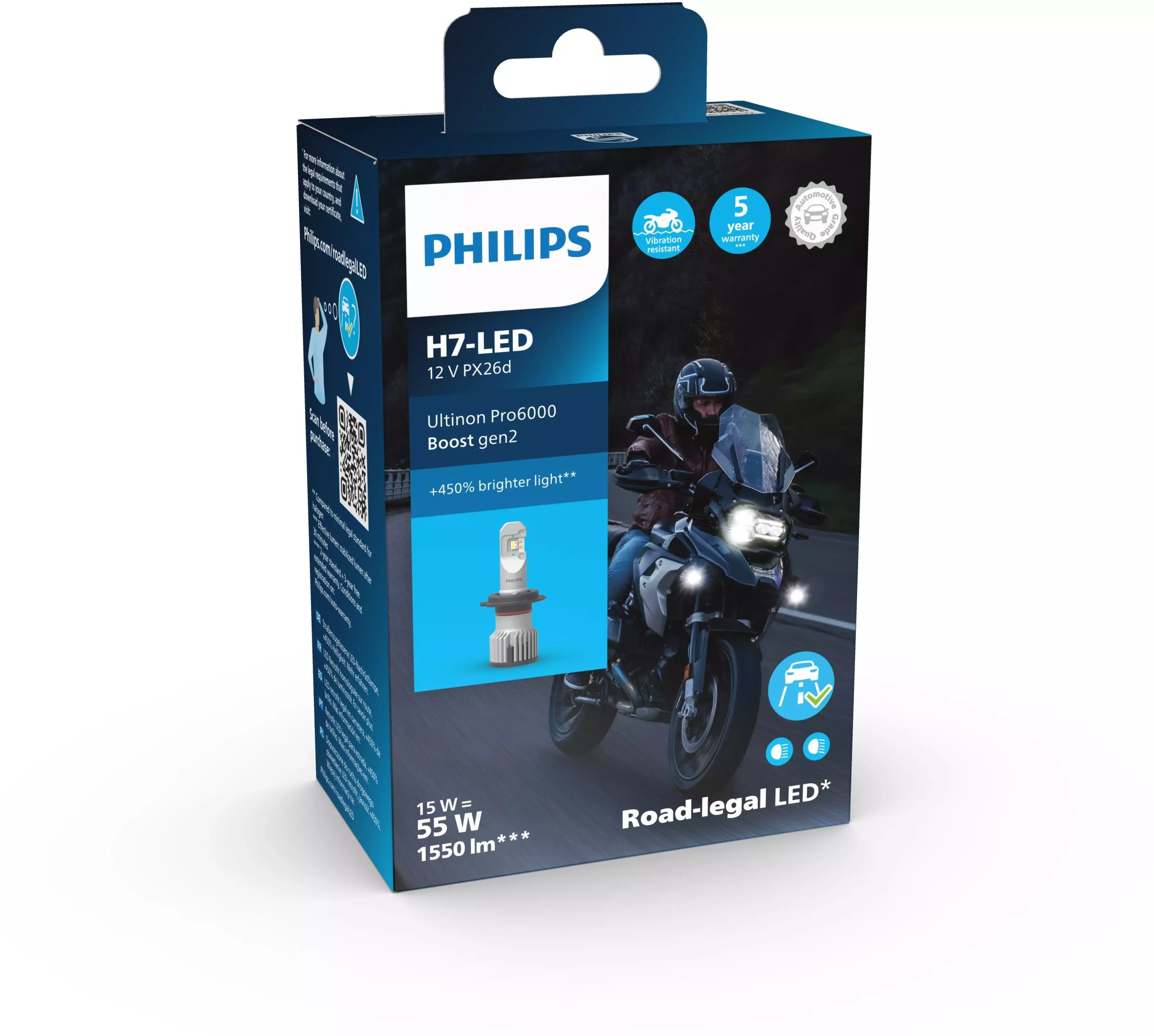 Philips Ultinon Pro6000 Boost LED H7 ECE +450% 1 stk.