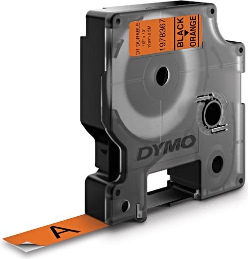 Dymo DYMO D1-Schriftband Vinyl 12mmx3m schwarz auf orange - 1978367