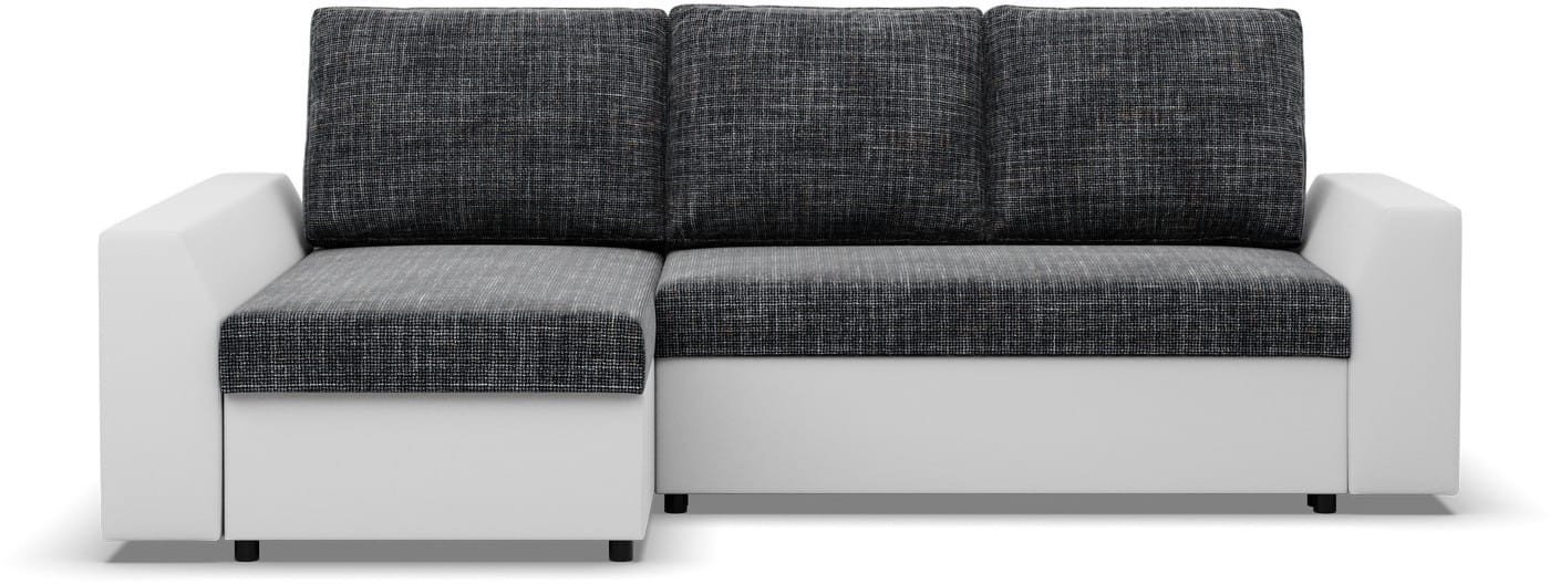 Narożnik z funkcją spania, Viktor, ekoskóra, 243x140x92 cm, biel, popiel | TYLETEGOTU