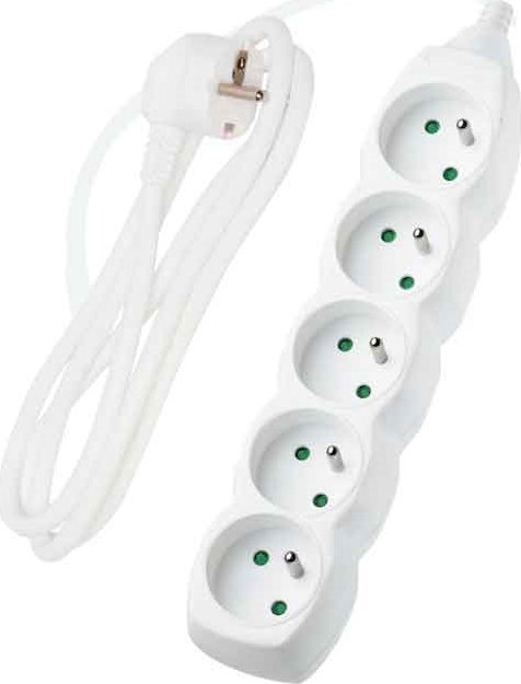 DPM Przedłużacz 5 gniazd, biały, 1,5 m